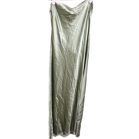 We Wore What Revolve Strapless Silky Maxi Dress Sage Green NWT Size 8 - Picture 4 of 6